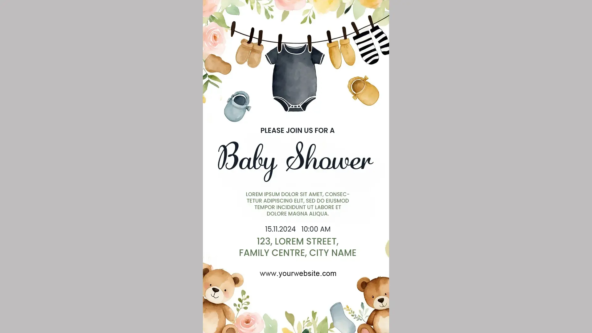 Floral Baby Shower Invitation Instagram Story Template